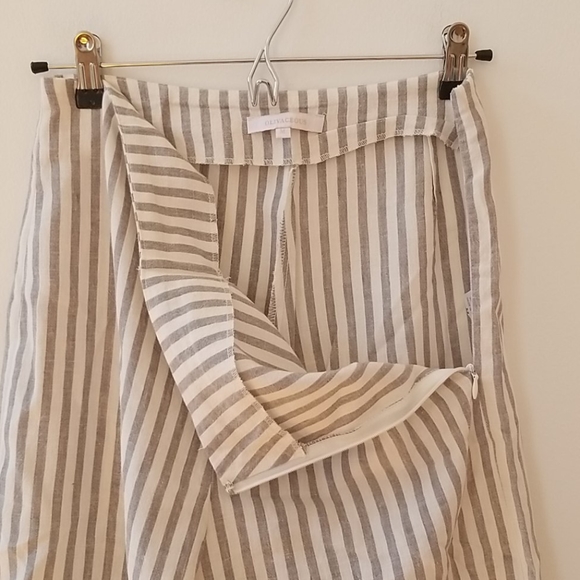 Olivaceous Linen stripped wide leg pants - Picture 3 of 7
